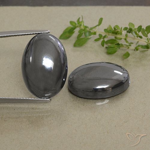 Gemme di Ematite Grigio nero naturale da 55.52 ct, Taglio ovale, Opaco