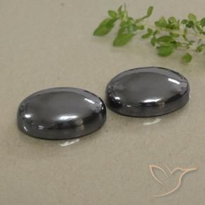 Gemme di Ematite Grigio nero naturale da 55.52 ct, Taglio ovale, Opaco