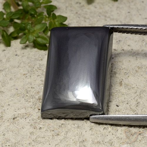 19.53ct Naturale Grigio nero Ematite, Taglio a baguette, Opaco