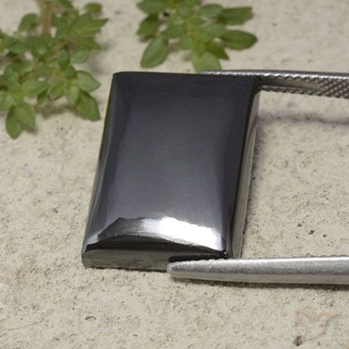 22.79ct Naturale Grigio scuro Ematite, Taglio a baguette, Opaco