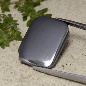 Ematite naturale grigio da 12,05 ct, taglio smeraldo, opaco