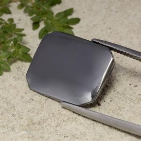 Ematite naturale grigio da 12,05 ct, taglio smeraldo, opaco