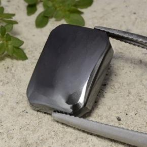 Ematite naturale grigio da 11,97 ct, taglio smeraldo, opaco