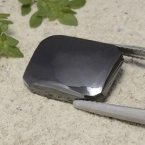 Ematite naturale grigio da 11,97 ct, taglio smeraldo, opaco