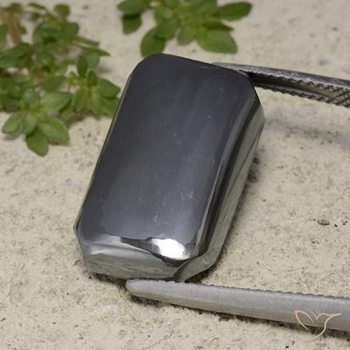 21.68ct Naturale Grigio nero Ematite, Taglio smeraldo, Opaco