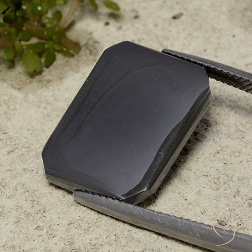 Ematite nero e grigio naturale da 16,50 ct, taglio smeraldo, opaco