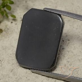 Ematite nero e grigio naturale da 16,50 ct, taglio smeraldo, opaco