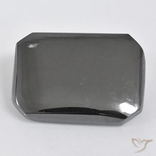 19.55ct Naturale Grigio argento Ematite, Taglio smeraldo, Opaco