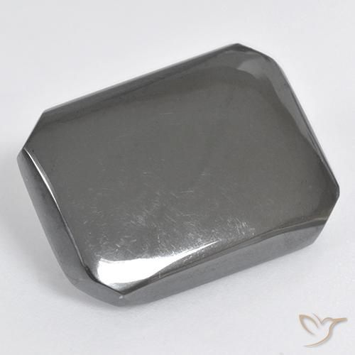 Ematite Grigio argento naturale da 19.55 ct, Ottagonale / Taglio smeraldo, Opaco