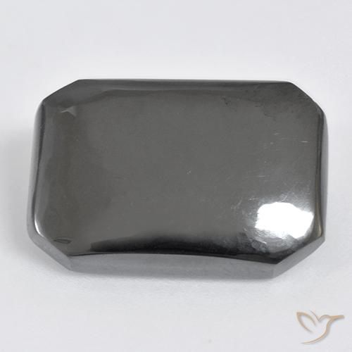 21.90ct Naturale Grigio medio Ematite, Taglio smeraldo, Opaco