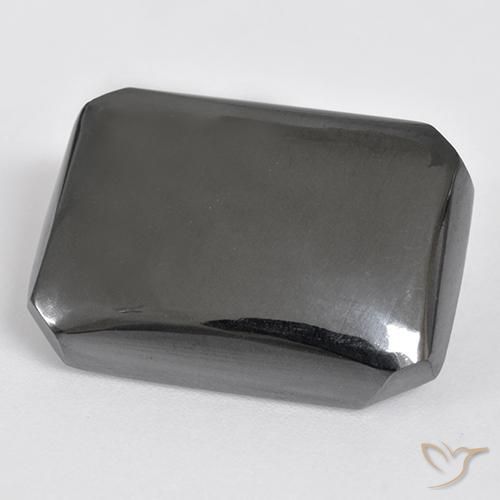 25.04ct Naturale Grigio medio Ematite, Taglio smeraldo, Opaco