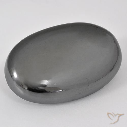 34.18ct Naturale Grigio argento Ematite, Ovale, Opaco