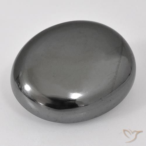 25.50ct Naturale Grigio argento Ematite, Ovale, Opaco