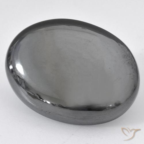 37.03ct Naturale Grigio argento Ematite, Ovale, Opaco