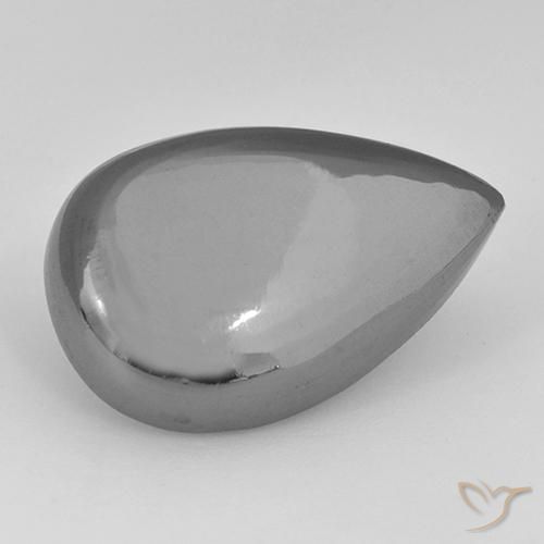 33.84ct Naturale Grigio argento Ematite, Forma a pera, Opaco
