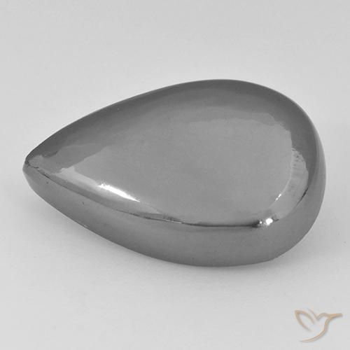 Ematite Grigio argento naturale da 33.84 ct, Forma a pera, Opaco