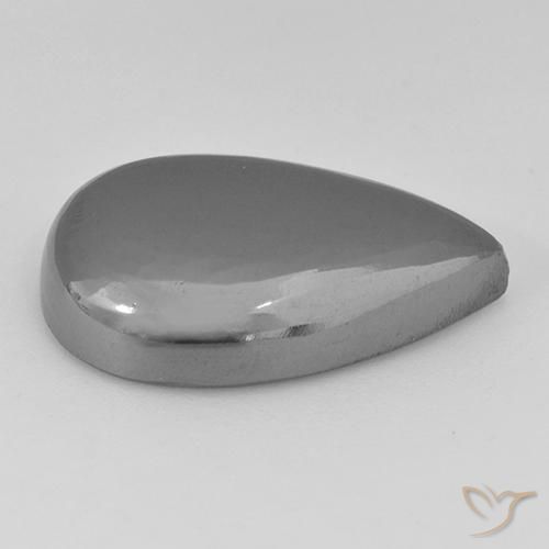 Ematite Grigio argento naturale da 33.84 ct, Forma a pera, Opaco