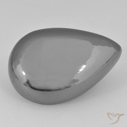 Ematite Grigio argento naturale da 40.28 ct, Forma a pera, Opaco