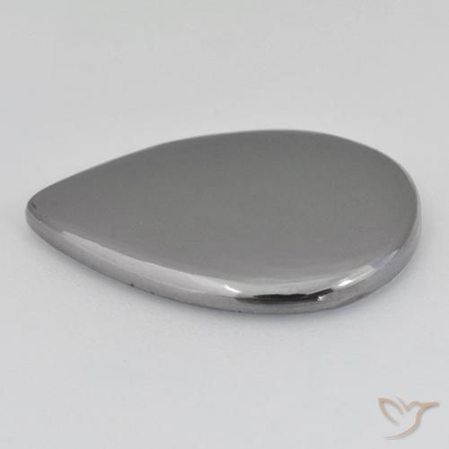 Ematite Grigio argento naturale da 18.31 ct, Forma a pera, Opaco