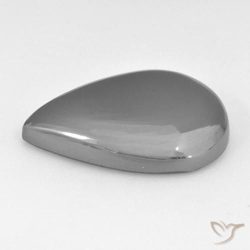 Ematite Grigio argento naturale da 28.42 ct, Forma a pera, Opaco