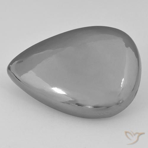 30.47ct Naturale Grigio argento Ematite, Forma a pera, Opaco