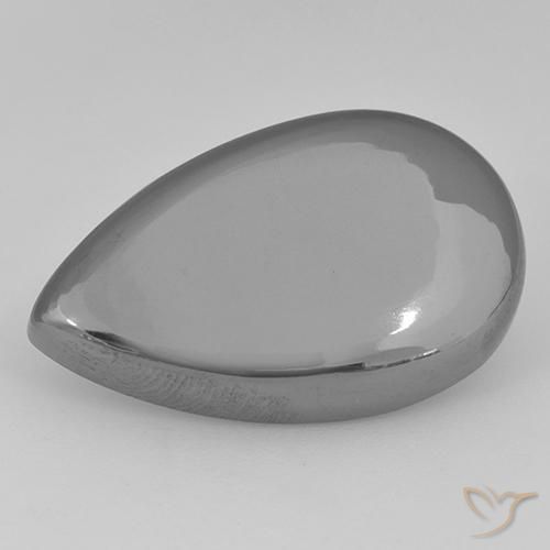 31.43ct Naturale Grigio argento Ematite, Forma a pera, Opaco