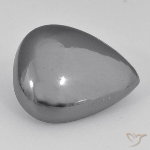 Ematite Grigio argento naturale da 23.36 ct, Forma a pera, Opaco