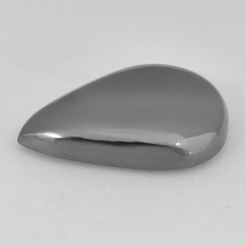 Ematite naturale grigio da 9,41 ct, taglio a pera, opaco