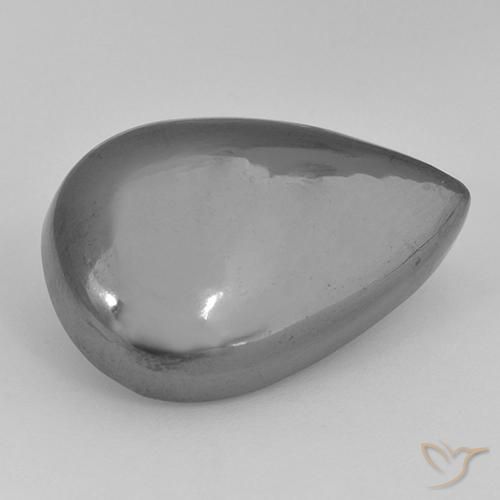 30.63ct Naturale Grigio argento Ematite, Forma a pera, Opaco