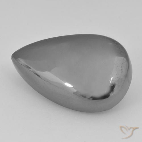 Ematite Grigio argento naturale da 30.63 ct, Forma a pera, Opaco