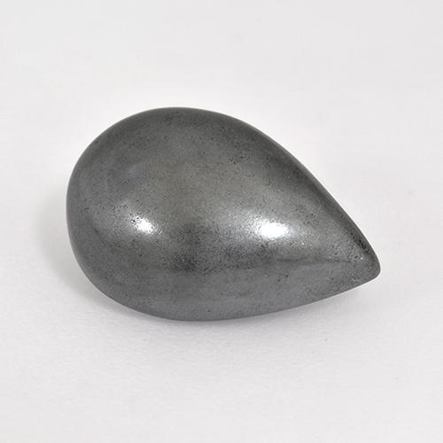 Ematite naturale grigio da 7,86 ct, taglio a pera, opaco