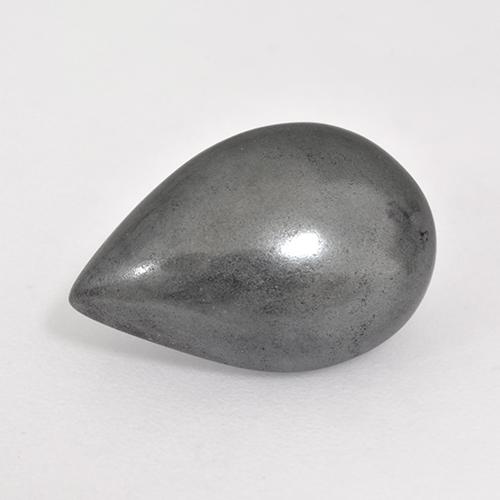 Ematite naturale grigio da 7,86 ct, taglio a pera, opaco
