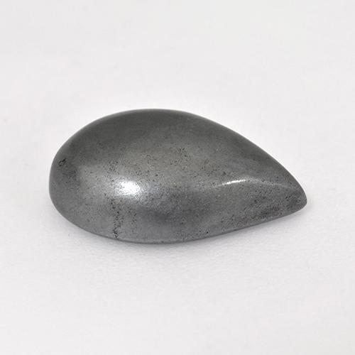 Ematite naturale grigio da 7,86 ct, taglio a pera, opaco