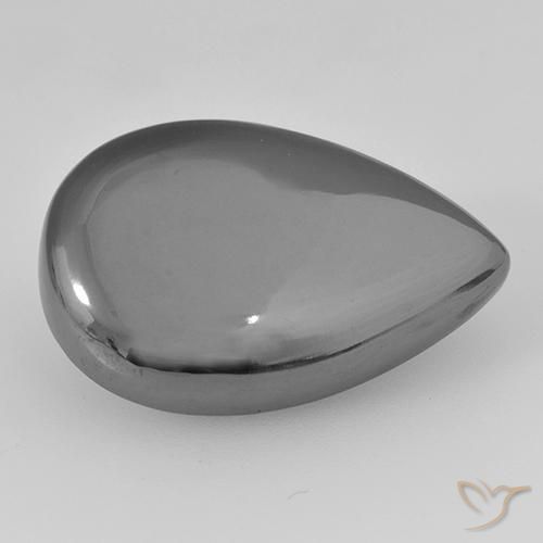 Ematite Grigio argento naturale da 28.91 ct, Forma a pera, Opaco