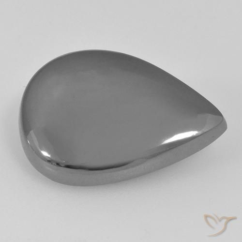 Ematite naturale grigio da 17,36 ct, taglio a pera, opaco