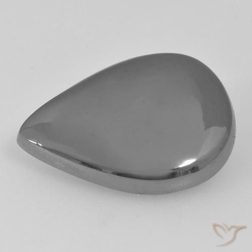 Ematite naturale grigio da 17,36 ct, taglio a pera, opaco