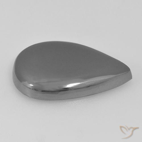 Ematite naturale grigio da 17,36 ct, taglio a pera, opaco