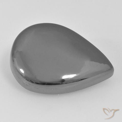 31.22ct Naturale Grigio argento Ematite, Forma a pera, Opaco