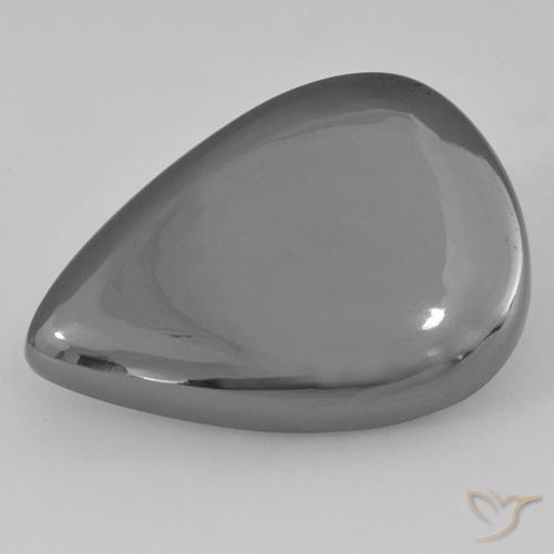 28.80ct Naturale Grigio argento Ematite, Forma a pera, Opaco