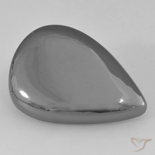 Ematite Grigio argento naturale da 28.80 ct, Forma a pera, Opaco