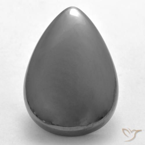 30.61ct Naturale Grigio argento Ematite, Forma a pera, Opaco