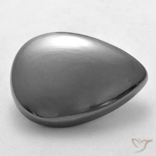Ematite Grigio argento naturale da 30.61 ct, Forma a pera, Opaco
