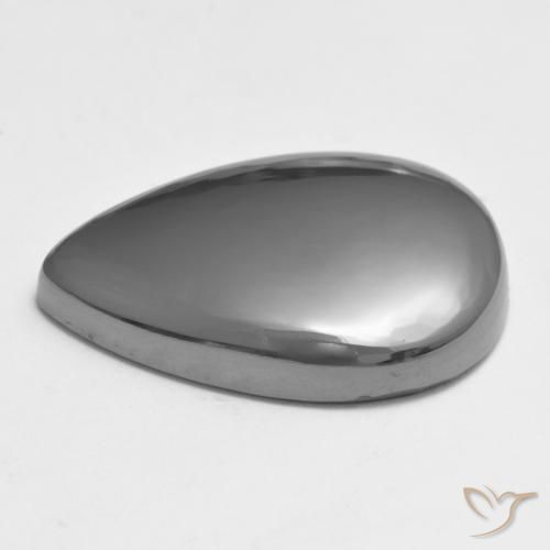 Ematite Grigio argento naturale da 30.61 ct, Forma a pera, Opaco