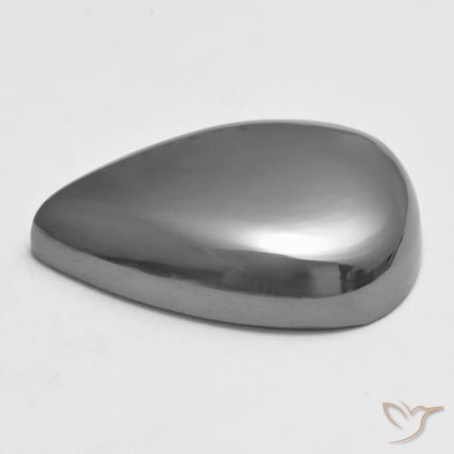 Ematite Grigio argento naturale da 34.68 ct, Forma a pera, Opaco