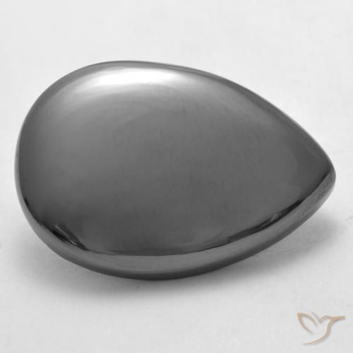 Ematite Grigio argento naturale da 26.26 ct, Forma a pera, Opaco
