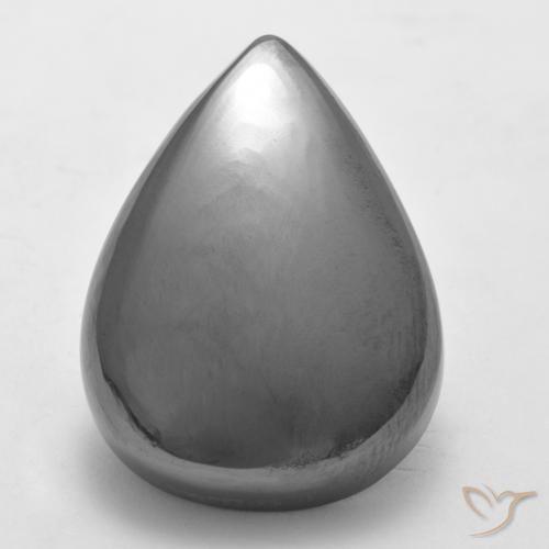 34.04ct Naturale Grigio argento Ematite, Forma a pera, Opaco