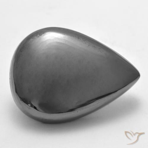 Ematite Grigio argento naturale da 34.04 ct, Forma a pera, Opaco