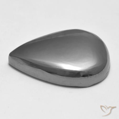Ematite Grigio argento naturale da 34.04 ct, Forma a pera, Opaco