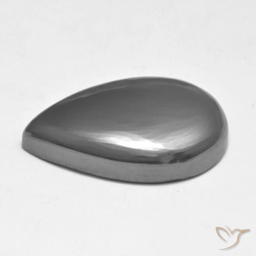 Ematite Grigio argento naturale da 19.33 ct, Forma a pera, Opaco