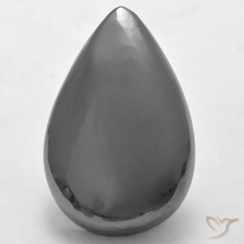 27.12ct Naturale Grigio argento Ematite, Forma a pera, Opaco